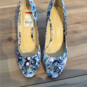 Ivanka Trump Multicolor Floral Peep-Toe Heels